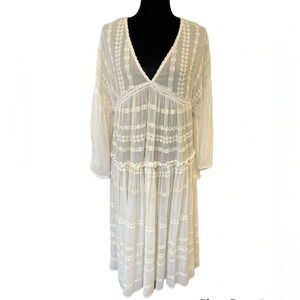 Star Mela Off White Valentina Embroidered Tiered Boho Dress